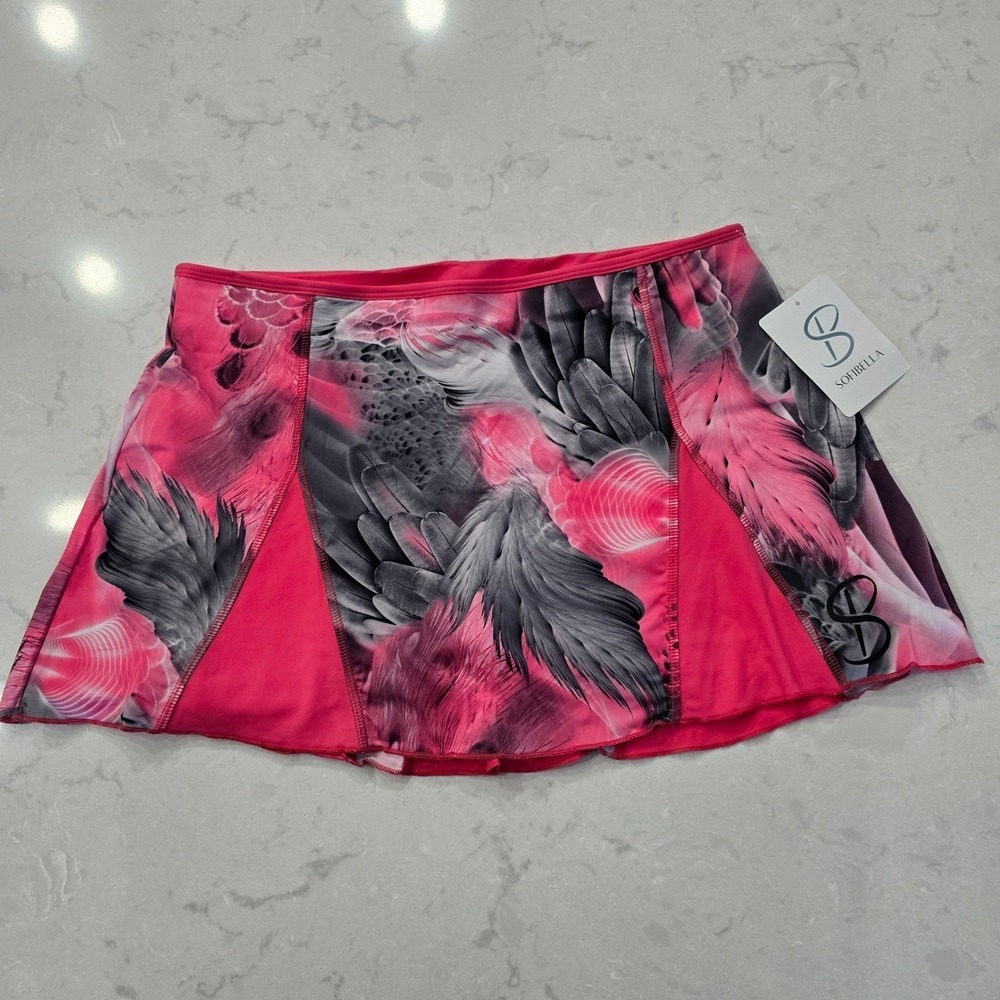 Sofibella 12" Skort L Pink Gray Phoenix Print Tennis Golf Pickleball NEW